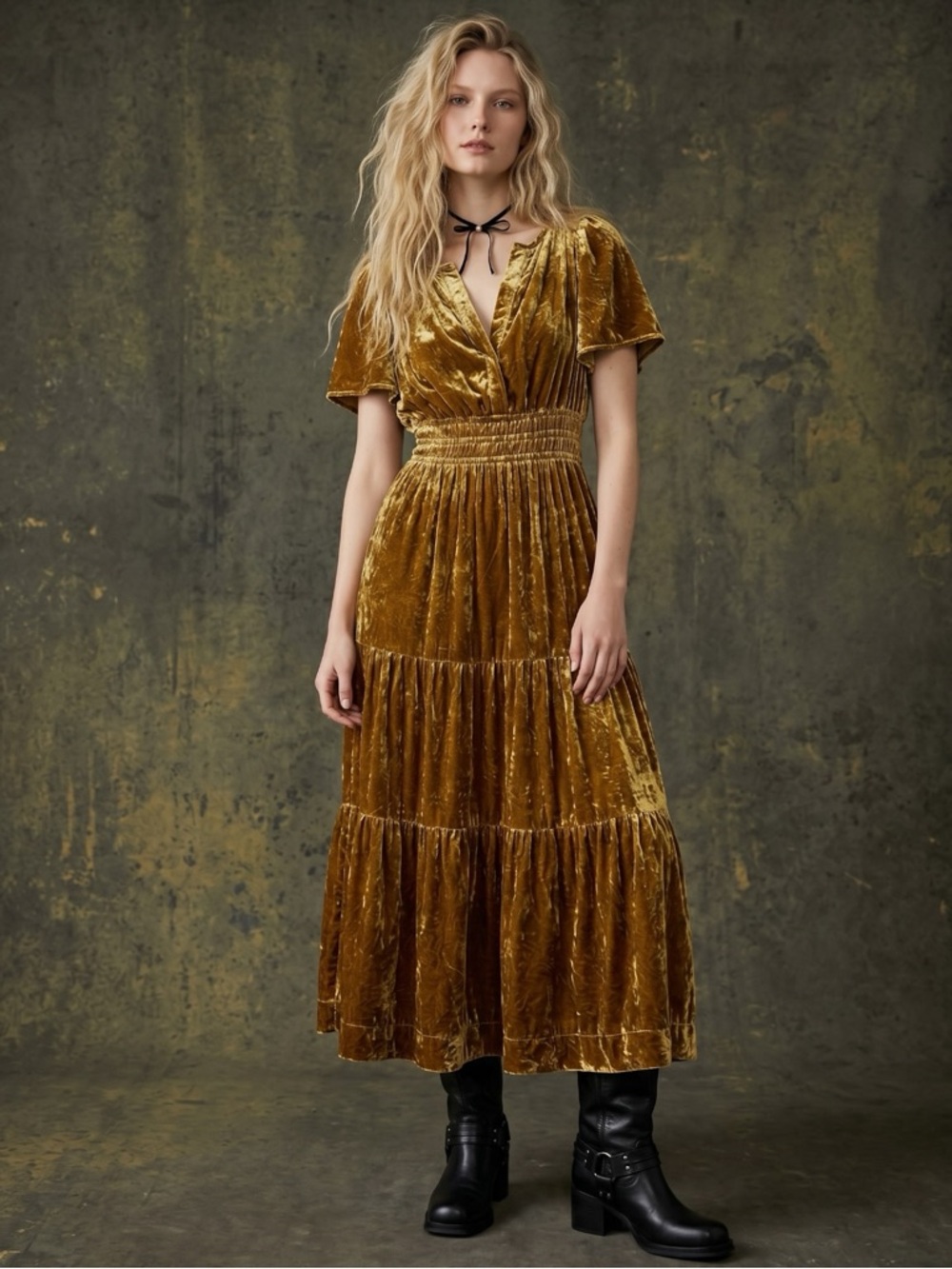 Anthropologie The Somerset Maxi Dress: Velvet Edition Bamboo Brown Size Medium